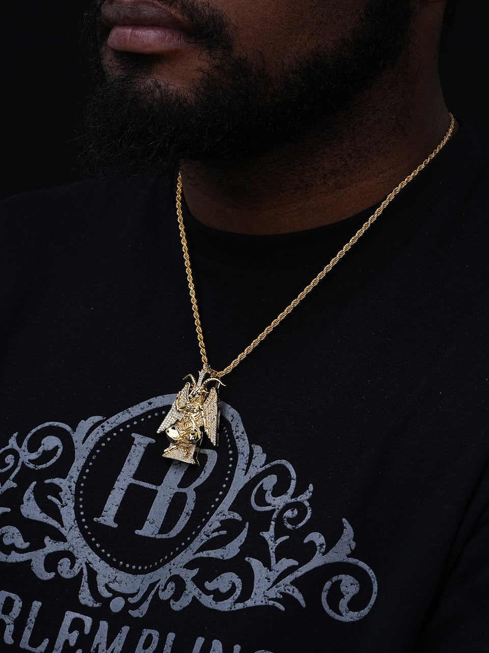 MOISSANITE Baphomet Devil Goat Satan Pentagram Pendant - 14k Gold Vermeil Or 925 Silver - Medium 2"