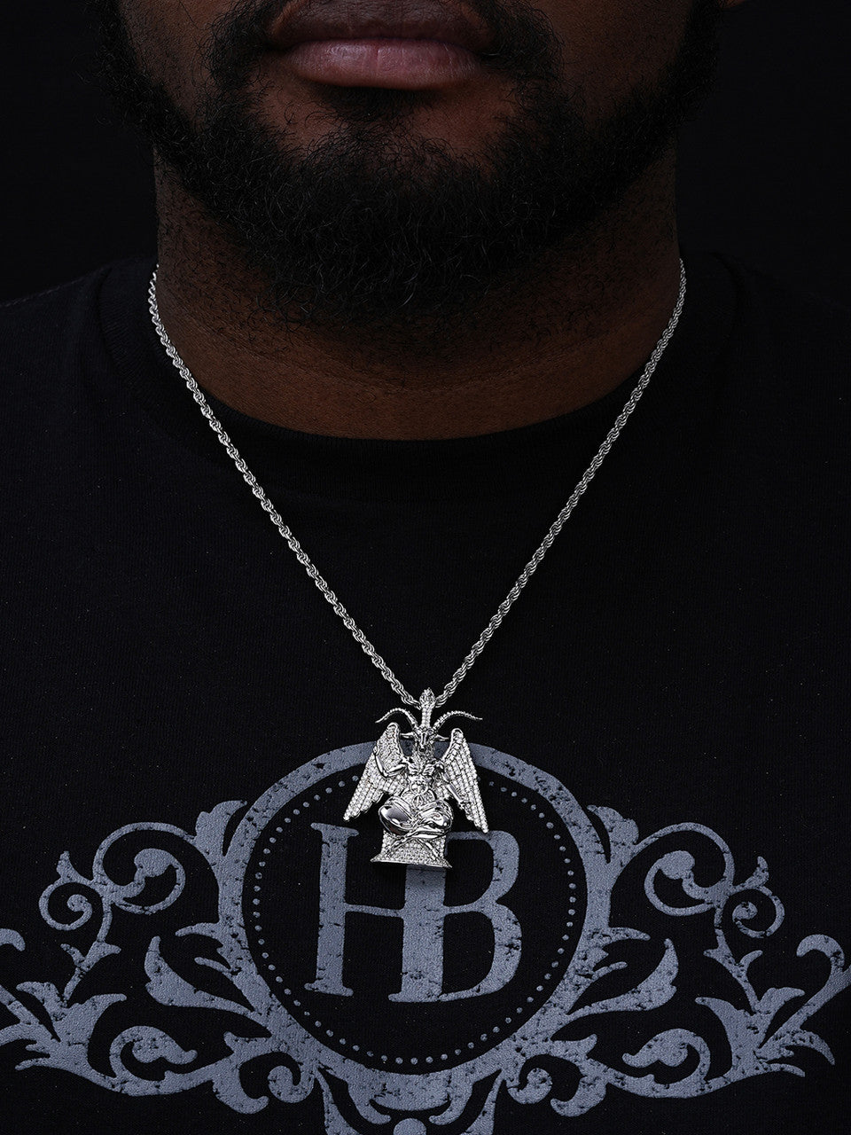 MOISSANITE Baphomet Devil Goat Satan Pentagram Pendant - 14k Gold Vermeil Or 925 Silver - Medium 2"