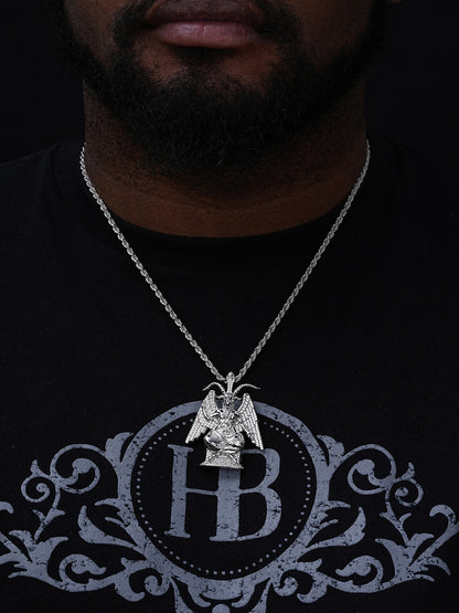 MOISSANITE Baphomet Devil Goat Satan Pentagram Pendant - 14k Gold Vermeil Or 925 Silver - Medium 2"