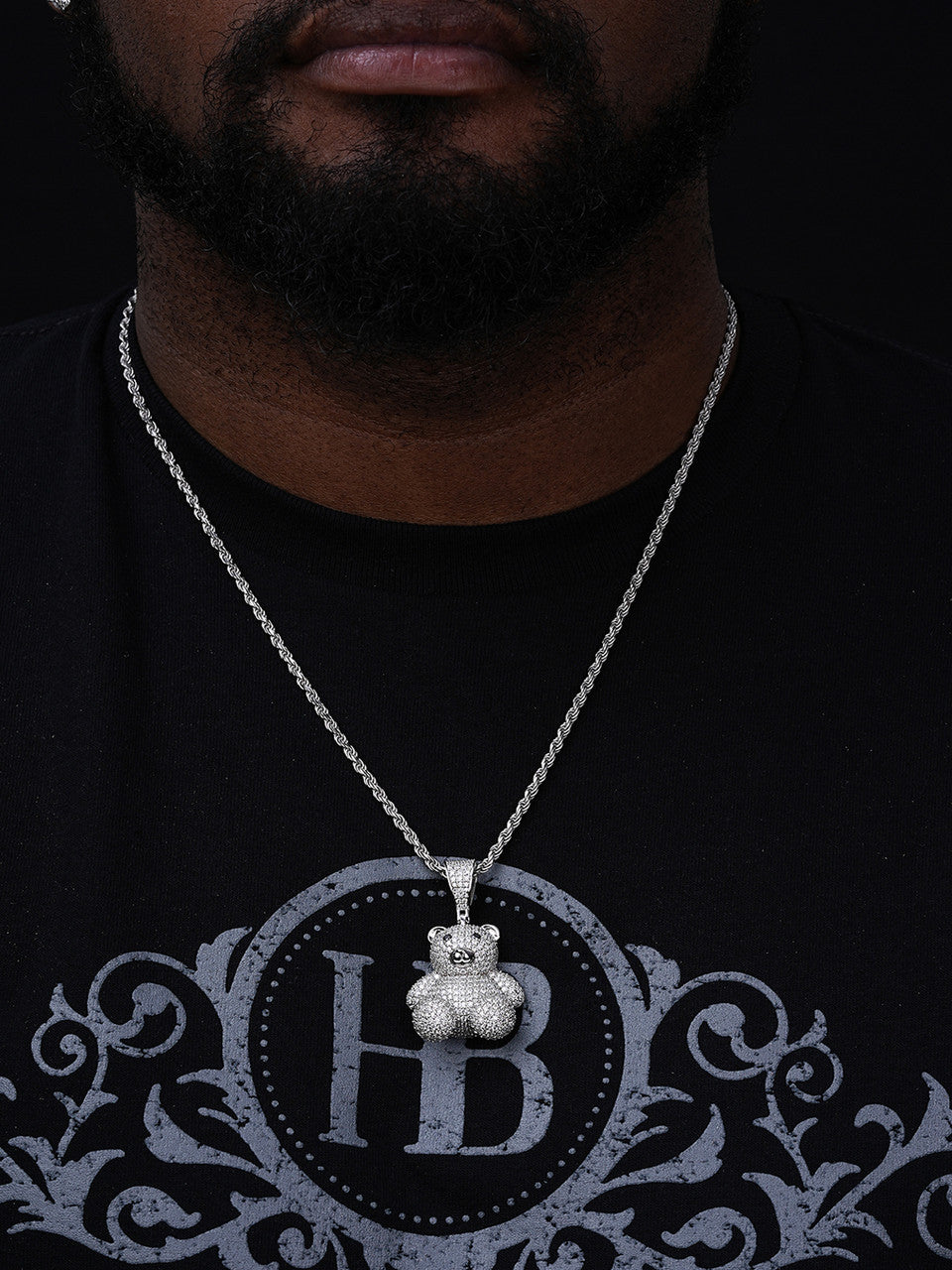 MOISSANITE 3D Teddy Bear Iced Out Pendant - 14k Gold Vermeil Or 925 Silver - Medium 2"