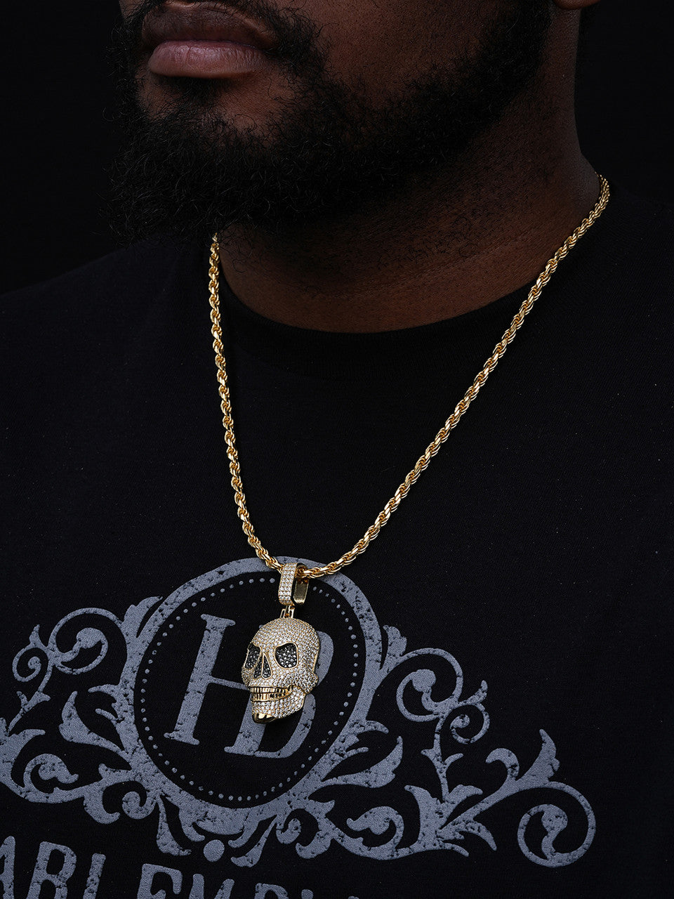 MOISSANITE 3D Skull Iced Out Pendant - 14k Gold Vermeil 925 Silver - 3 Sizes 1.5"-3.5"