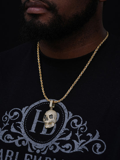 MOISSANITE 3D Skull Iced Out Pendant - 14k Gold Vermeil 925 Silver - 3 Sizes 1.5"-3.5"