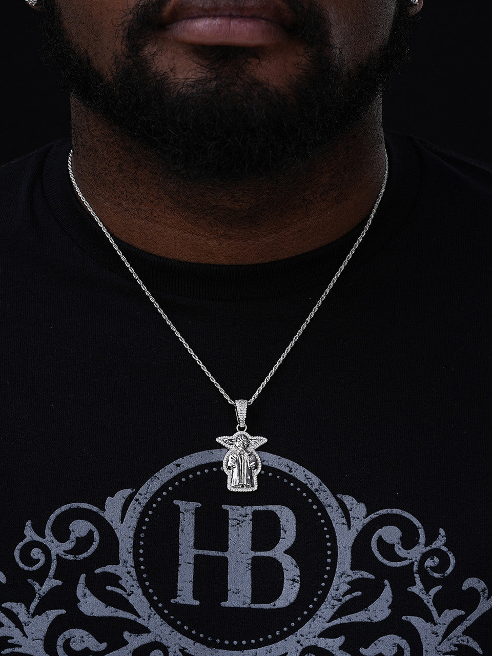 MOISSANITE Baby Yoda Star Wars Pendant - 14k Gold Vermeil Or 925 Silver - Small 1.25"