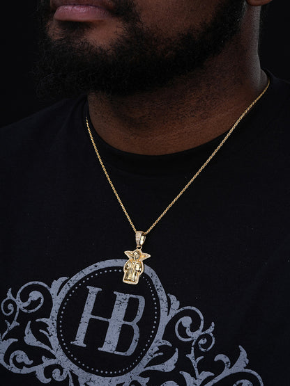 MOISSANITE Baby Yoda Star Wars Pendant - 14k Gold Vermeil Or 925 Silver - Small 1.25"