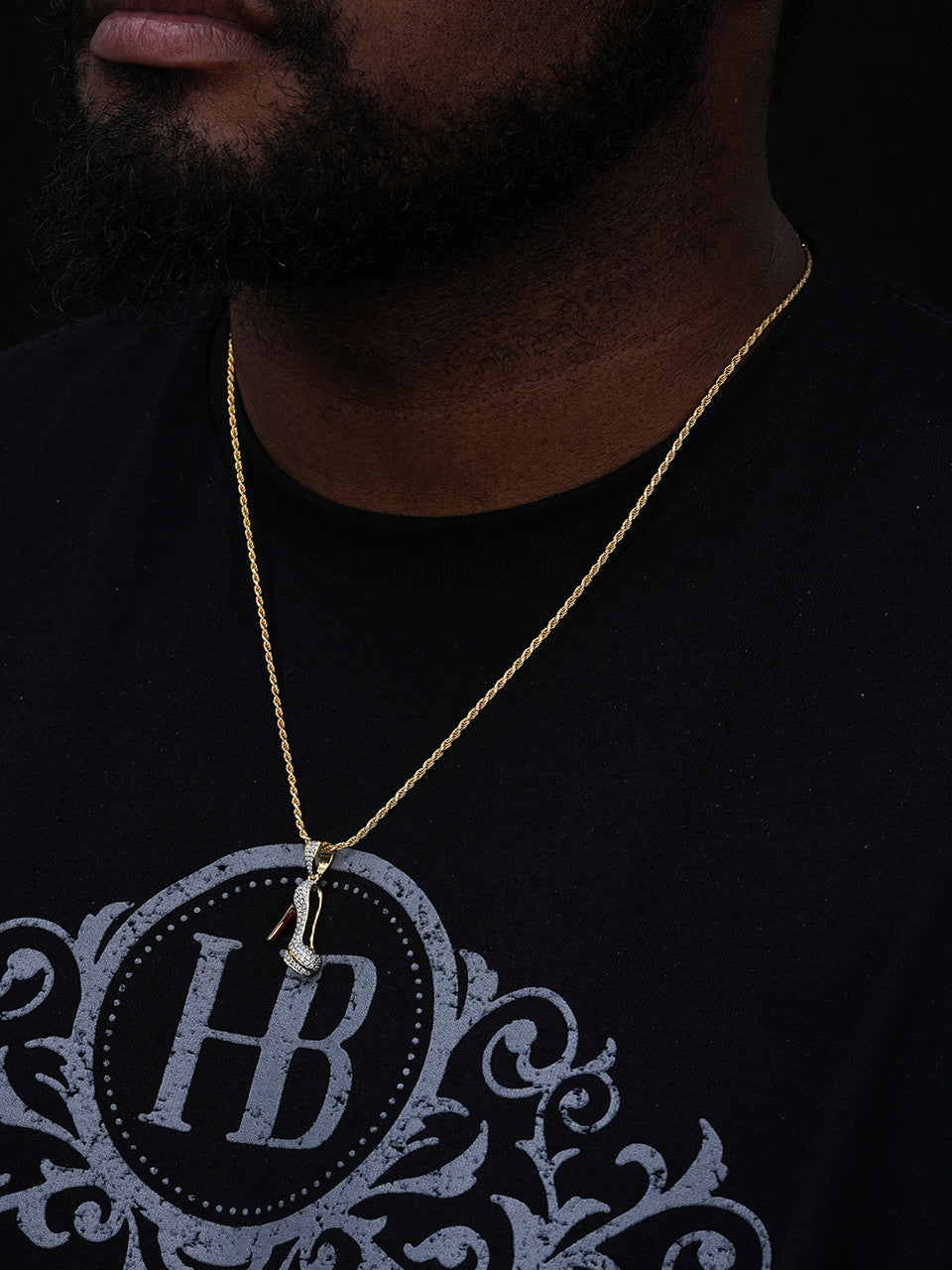 MOISSANITE Red Bottom Stiletto Heels Pendant - 14k Gold Vermeil Or 925 Silver - Small 1.25"