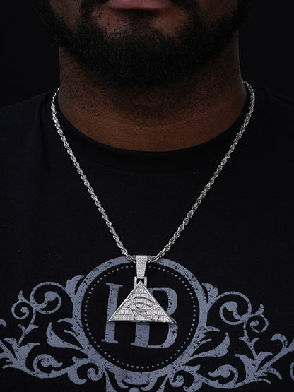 MOISSANITE Illuminati Eye Masonic Pyramid Medallion Pendant - 14k Gold Vermeil Or 925 Silver  - Medium 2.25"