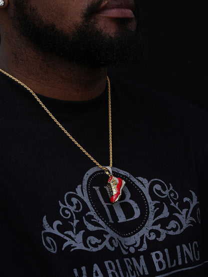 MOISSANITE Air Jordan 45 Red Nike Sneaker Pendant - 14k Gold Vermeil Or 925 Silver - Medium 2"