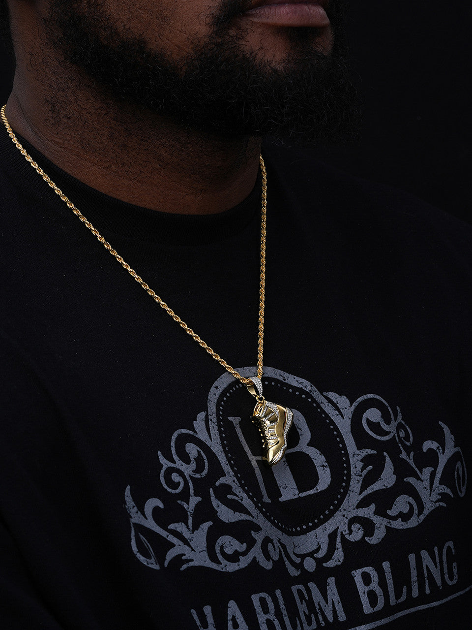 MOISSANITE Air Jordan 45 Nike Sneaker Pendant - 14k Gold Vermeil Or 925 Silver - Medium 2"