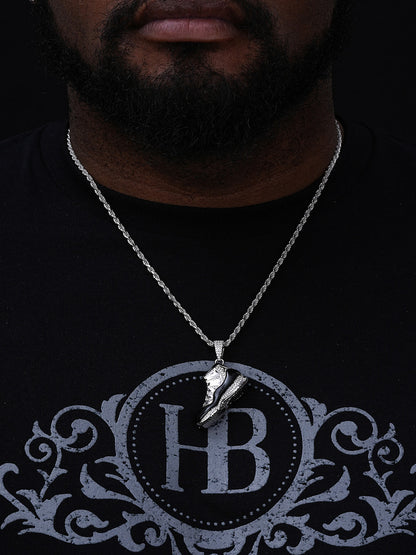 MOISSANITE Air Jordan 45 Black Nike Sneaker Pendant - 14k Gold Vermeil Or 925 Silver - Medium 2"