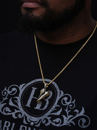 MOISSANITE Air Jordan 45 Black Nike Sneaker Pendant - 14k Gold Vermeil Or 925 Silver - Medium 2"