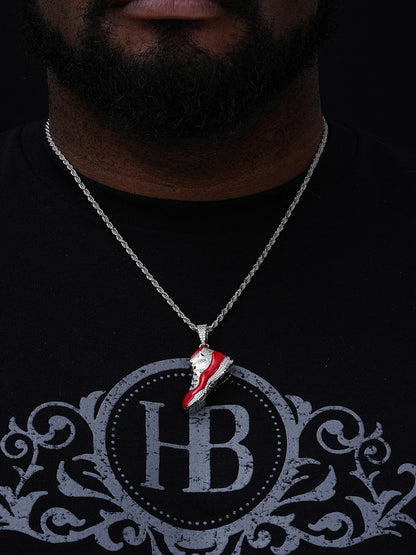 MOISSANITE Air Jordan 45 Red Nike Sneaker Pendant - 14k Gold Vermeil Or 925 Silver - Medium 2"