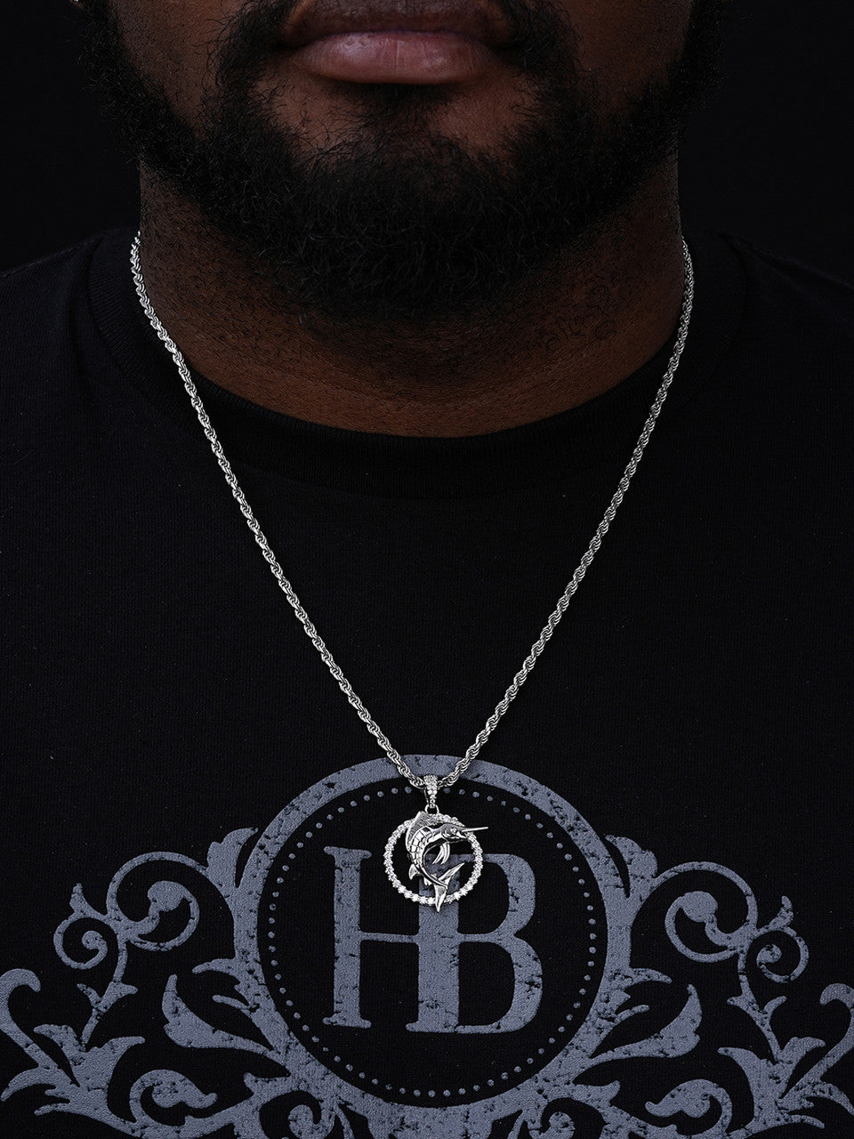 MOISSANITE Swordfish Marlin Iced Out Pendant - 14k Gold Vermeil Or 925 Silver - Small 1.25"