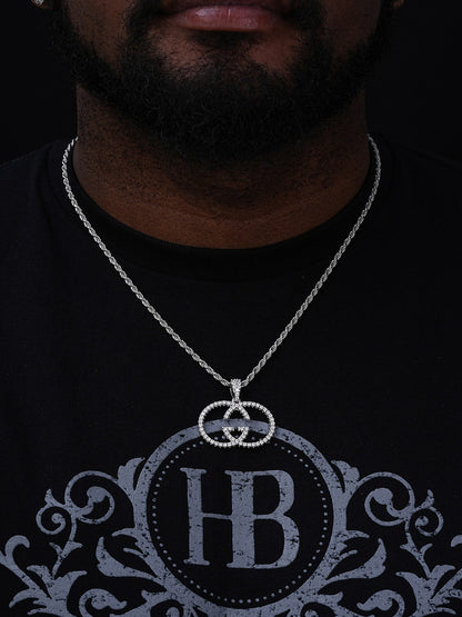 MOISSANITE Double G Iced Out Pendant - 14k Gold Vermeil Or 925 Silver - Small 1.5"