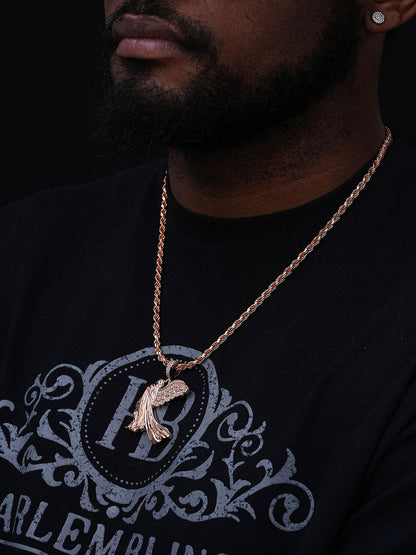 MOISSANITE Guardian Angel Wing Pendant - 14k Rose Vermeil 925 Silver  - 3 Sizes 1"-2.25"