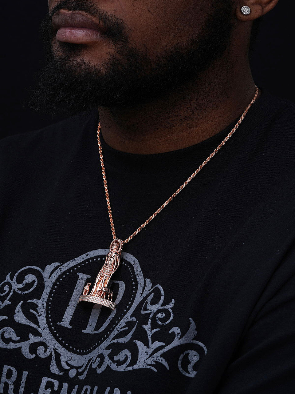 MOISSANITE 3D Saint Lazarus Pendant - 14k Yellow/Rose Gold Vermeil or 925 Silver - Large 2.5"