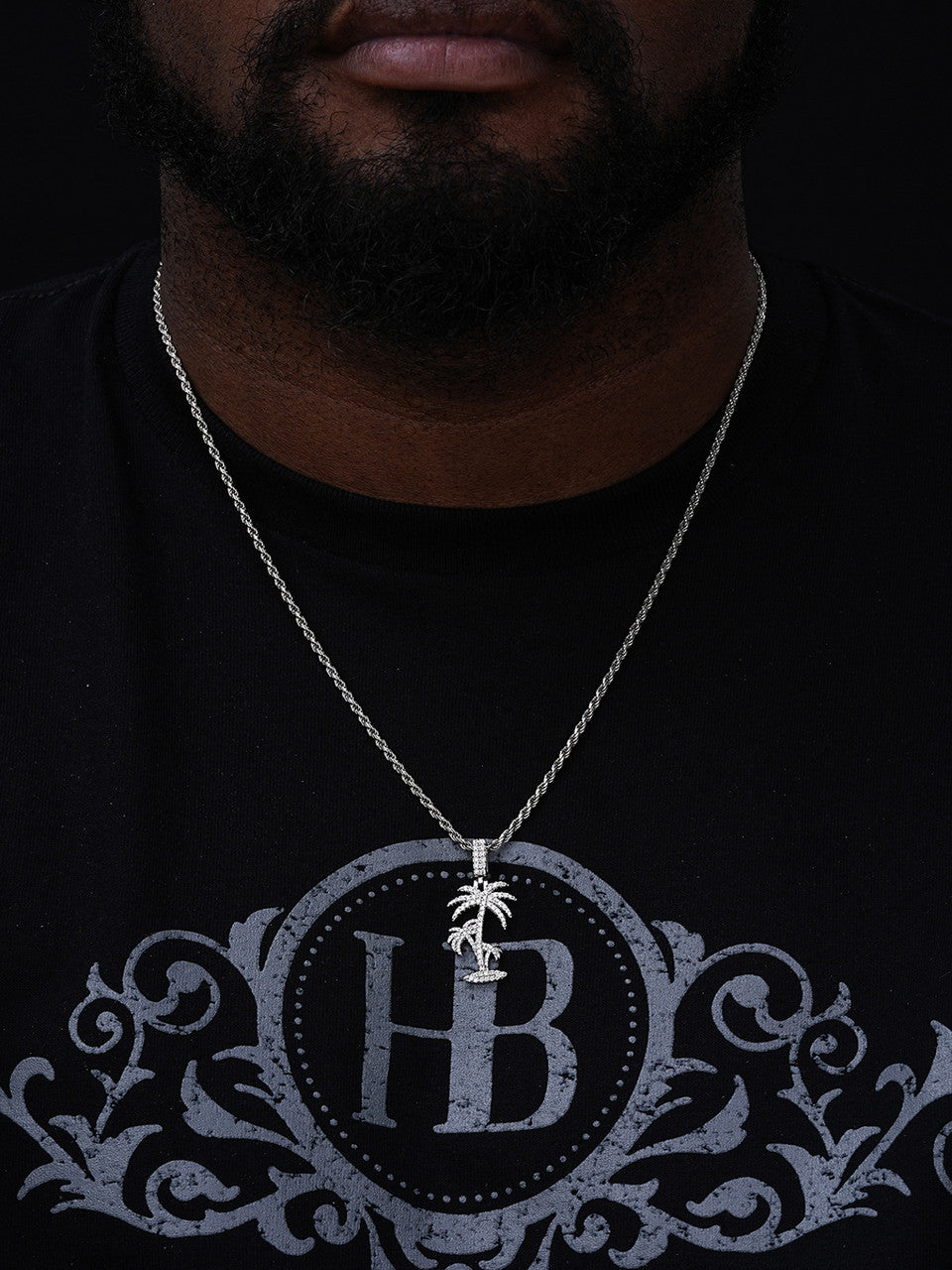 MOISSANITE Palm Tree Iced Out Pendant - 14k Gold Vermeil Or 925 Silver - Small 1.5"