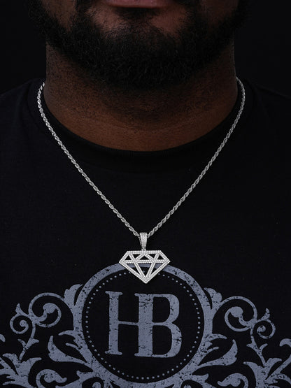 MOISSANITE Diamond Shape Pendant - 14k Gold Vermeil or 925 Silver - Medium 1.75"