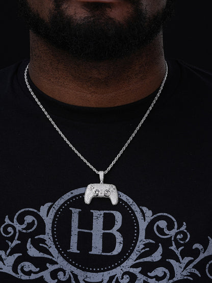 MOISSANITE Iced Out Playstation PS5 Controller Pendant - 14k Gold Vermeil Or 925 Silver - Small 1.5"