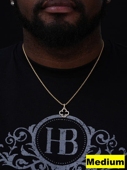 MOISSANITE Open Clover Flower Pendant - 14k Gold Vermeil 925 Silver - 3 Sizes 0.75"-1.5"