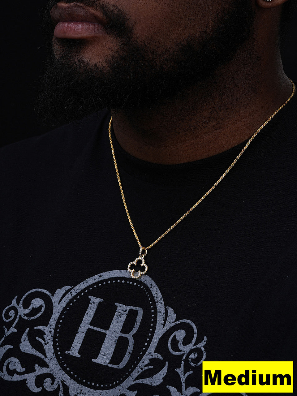 MOISSANITE Open Clover Flower Pendant - 14k Gold Vermeil 925 Silver - 3 Sizes 0.75"-1.5"