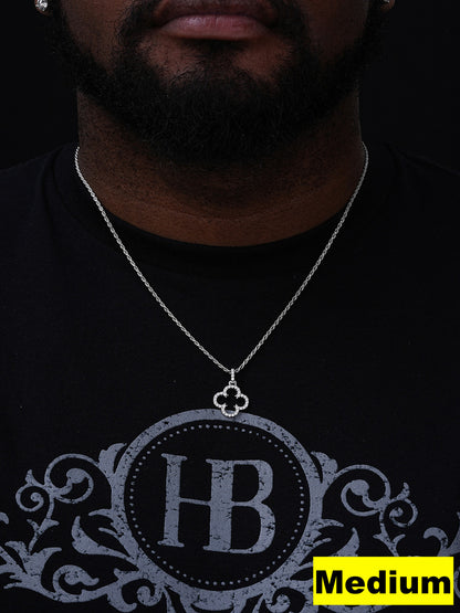 MOISSANITE Open Clover Flower Pendant - 925 Silver - 3 Sizes 0.75"-1.5"