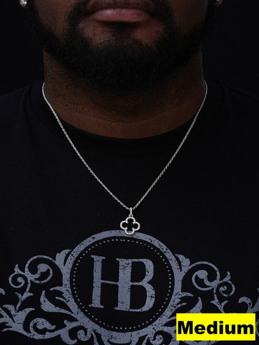 MOISSANITE Open Clover Flower Pendant - 925 Silver - 3 Sizes 0.75"-1.5"