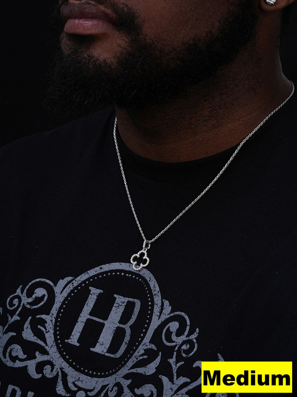 MOISSANITE Open Clover Flower Pendant - 925 Silver - 3 Sizes 0.75"-1.5"