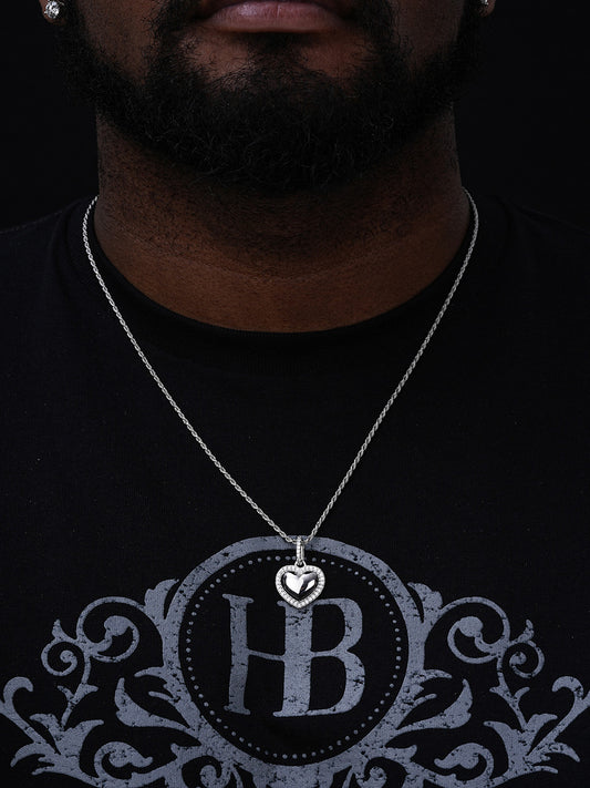 MOISSANITE 3D Puffed Heart Shaped Pendant - 925 Silver - 3 Sizes 0.75"-1.5"