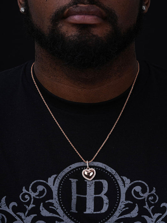 MOISSANITE 3D Puffed Heart Shaped Pendant - 14k Rose Gold Vermeil 925 Silver - 3 Sizes 0.75"-1.5"