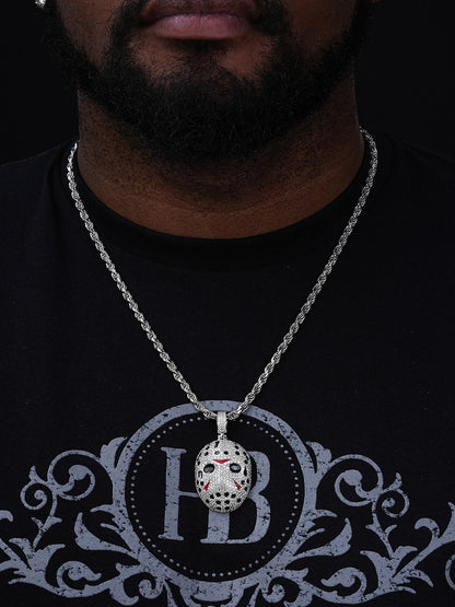 MOISSANITE Jason Mask Friday The 13th Pendant - 14k Yellow Gold Vermeil Or 925 Silver - Medium 2"