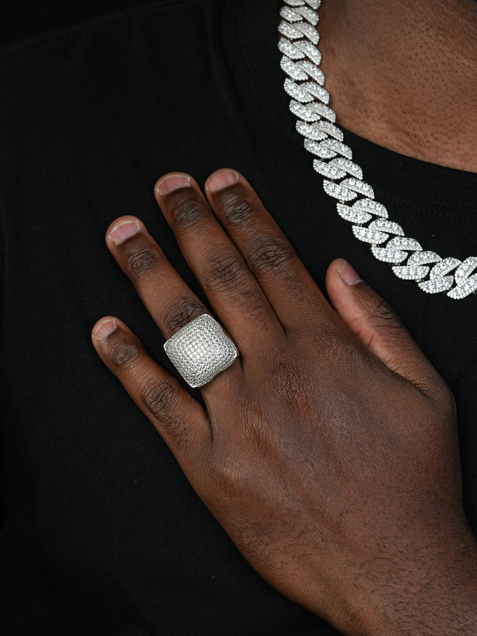 MOISSANITE "Biggest Ring We Make" - Dome Iced Out Ring - 925 Silver