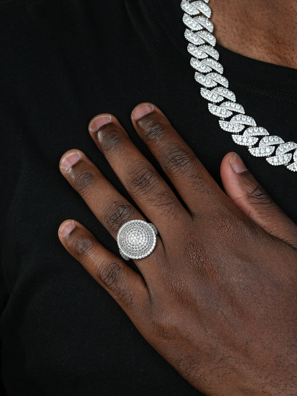 Dome Iced Out Ring - 925 Silver - CZ Stones