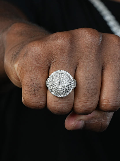 Dome Iced Out Ring - 925 Silver - CZ Stones