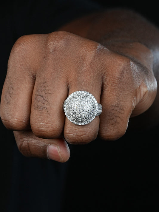 Dome Iced Out Ring -14k Gold Vermeil 925 Silver - CZ Stones