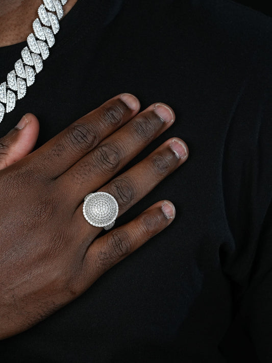 Dome Iced Out Ring -14k Gold Vermeil 925 Silver - CZ Stones