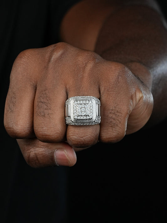 MOISSANITE Heavy Square Iced Out Ring - 925 Silver