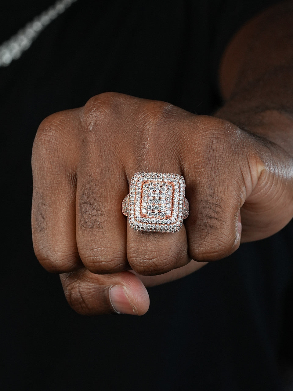 Italian Mafia Iced Out Ring - 14k Yellow/Rose/White Gold Vermeil 925 Silver - CZ Stones