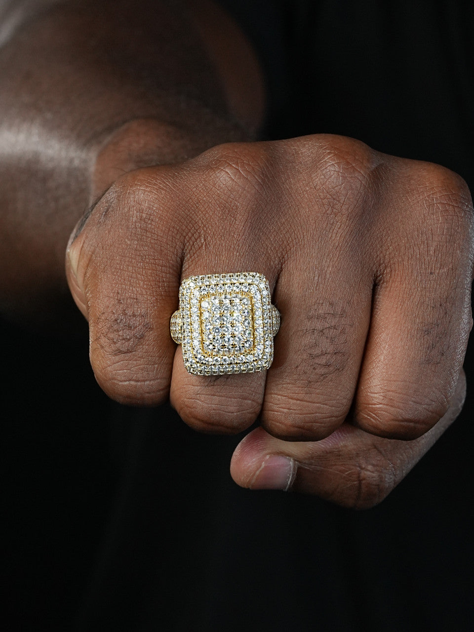 Solid 925 Silver Men's Hip Hop Rapper Big Diamond Pinky RING 14k
