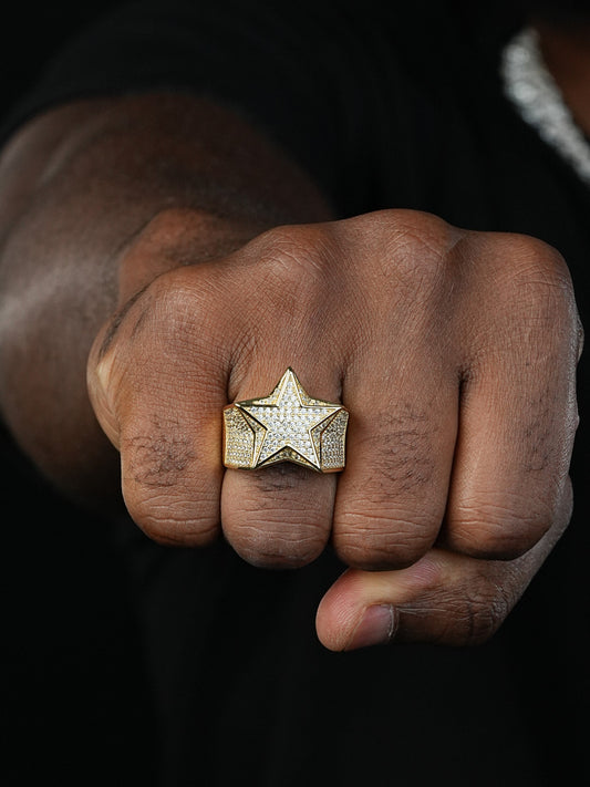 Super Star Ring - 14k Yellow/Rose/White Gold Vermeil 925 Silver - CZ Stones