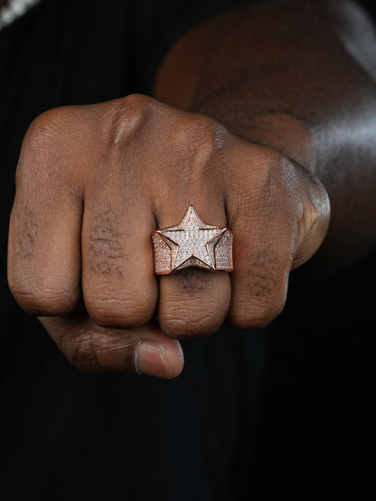 Super Star Ring - 14k Yellow/Rose/White Gold Vermeil 925 Silver - CZ Stones