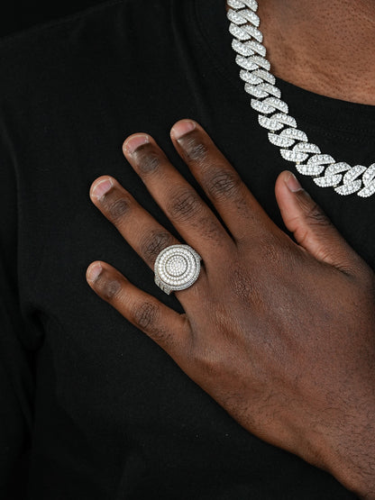 Scarface Big Round Iced Out Ring -  14k Yellow/Rose/White Gold Vermeil 925 Silver - CZ Stones