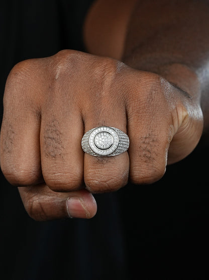 MOISSANITE Round Classic Iced Out Ring - 925 Silver