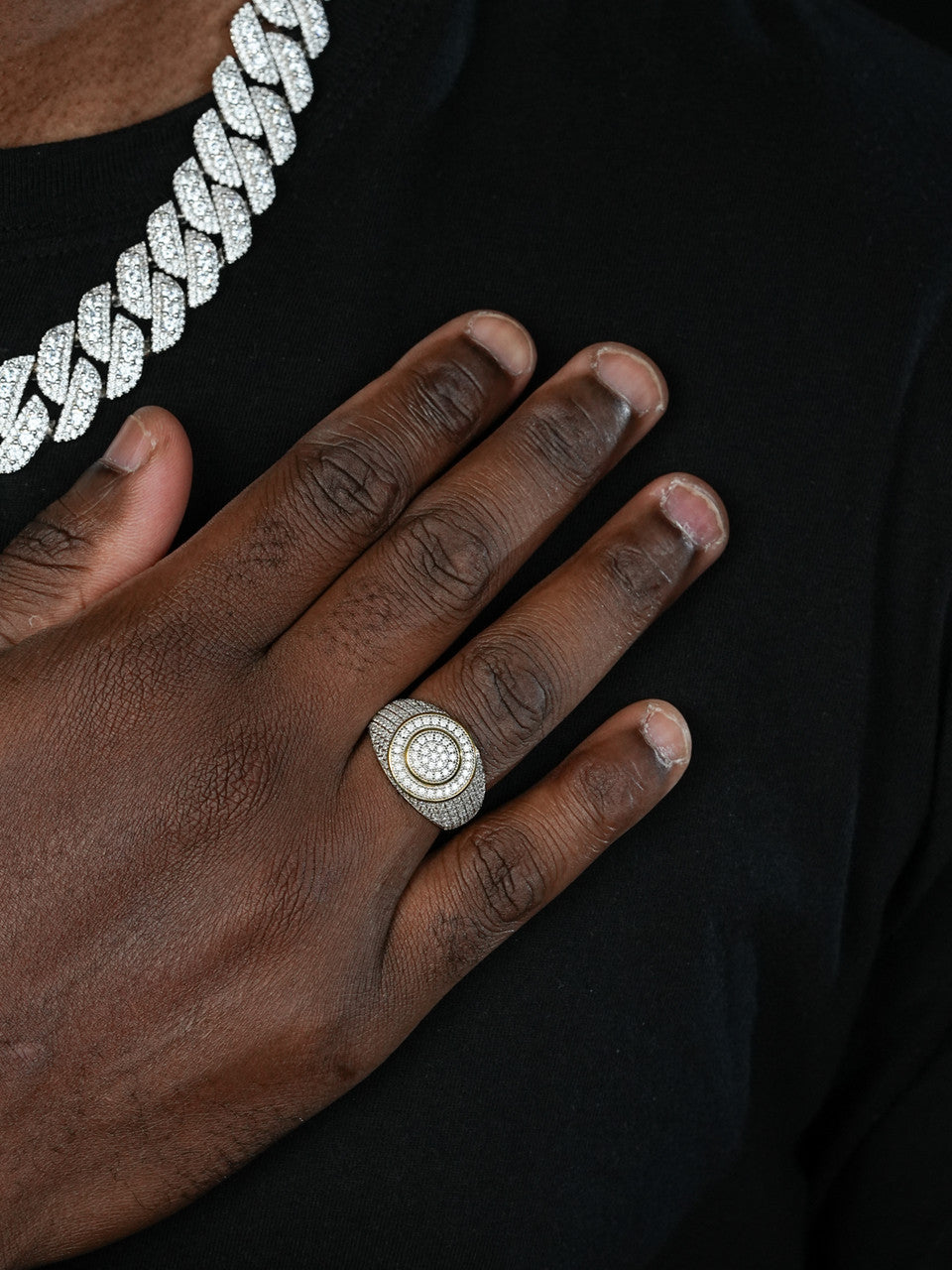 MOISSANITE Round Classic Iced Out Ring - 14k Gold Vermeil 925 Silver