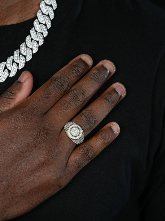 MOISSANITE Round Classic Iced Out Ring - 14k Gold Vermeil 925 Silver