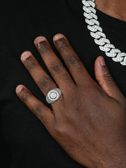 MOISSANITE Round Classic Iced Out Ring - 925 Silver