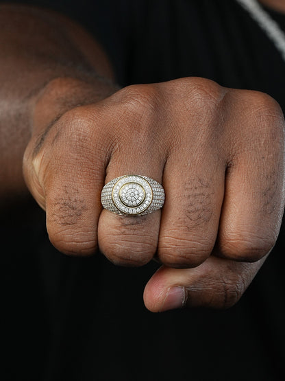 MOISSANITE Round Classic Iced Out Ring - 14k Gold Vermeil 925 Silver