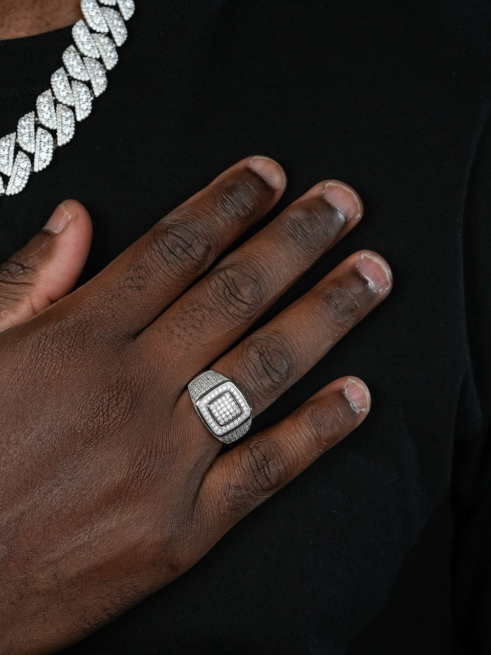 MOISSANITE Everyday Classic Square Iced Out Ring - 925 Silver