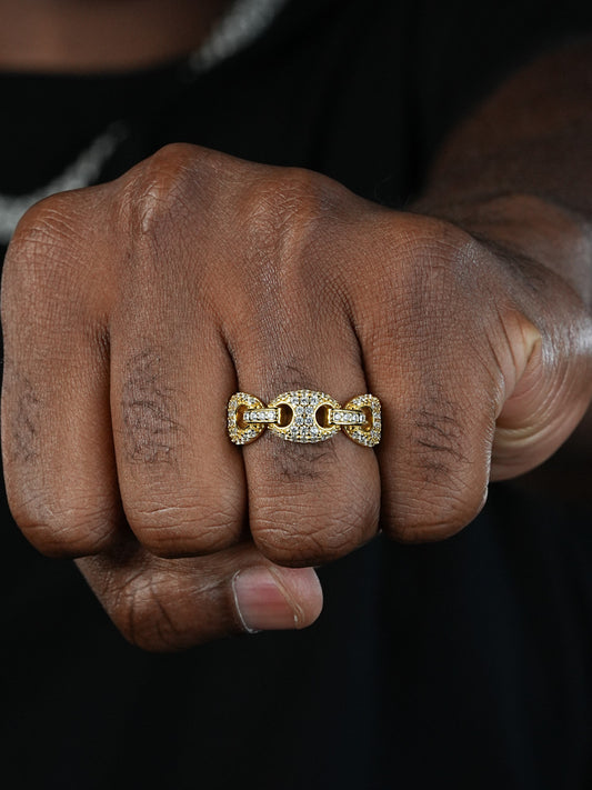 Gucci Link Ring - 14k Yellow/Rose/White Gold Vermeil 925 Silver - CZ Stones