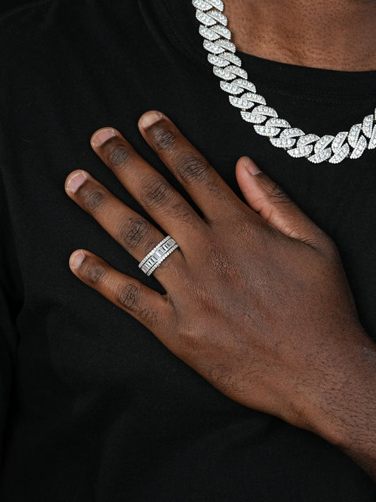 Baguette Eternity Ring - 14k Yellow Gold Vermeil/Natural 925 Silver - CZ Stones