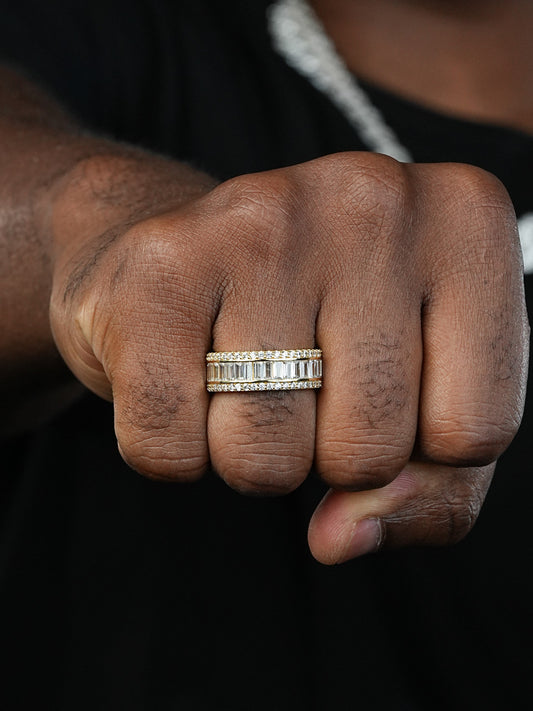 Baguette Eternity Ring - 14k Yellow Gold Vermeil/Natural 925 Silver - CZ Stones